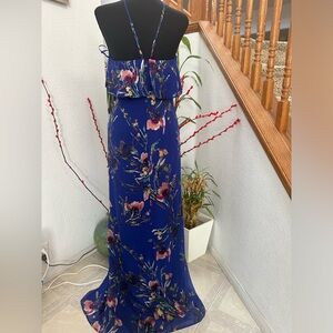 Cobalt blue floral halter dress